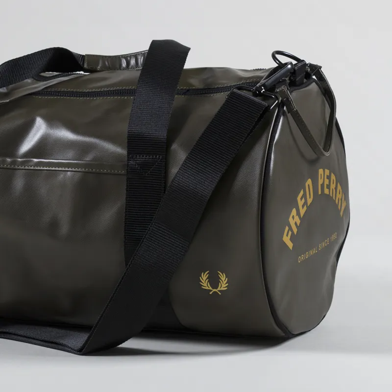 Fred Perry Tonal Classic Barrel Bag Uniform Green Gold-4