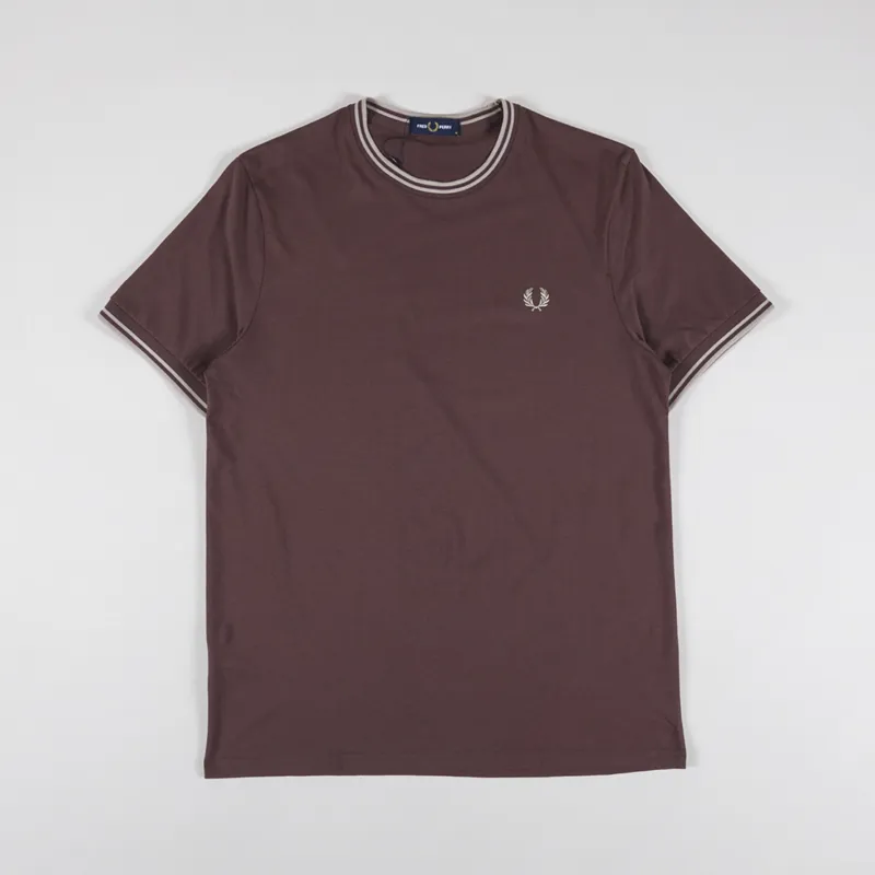 Fred Perry Twin Tipped T Shirt Brick Warm Grey