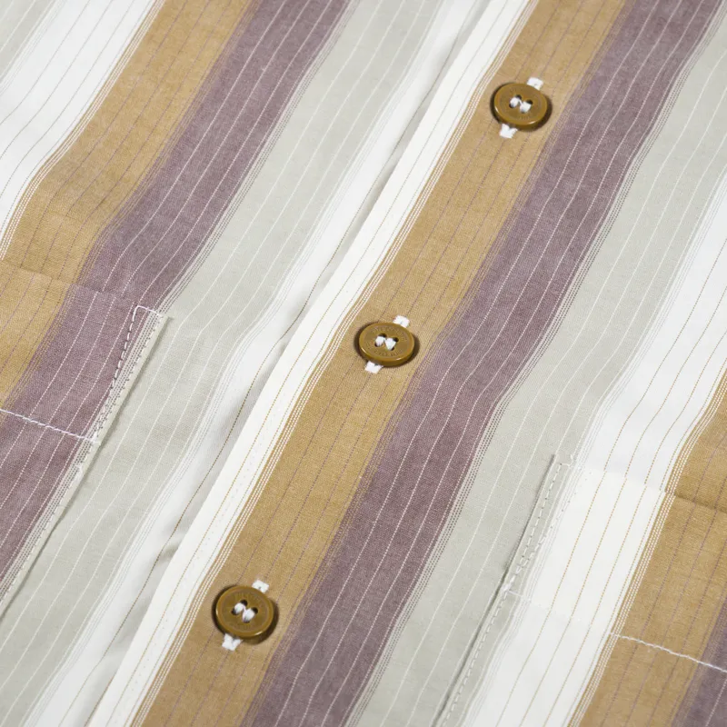 Fred Perry Ombre Stripe Revere Collar Shirt Dark Caramel-3