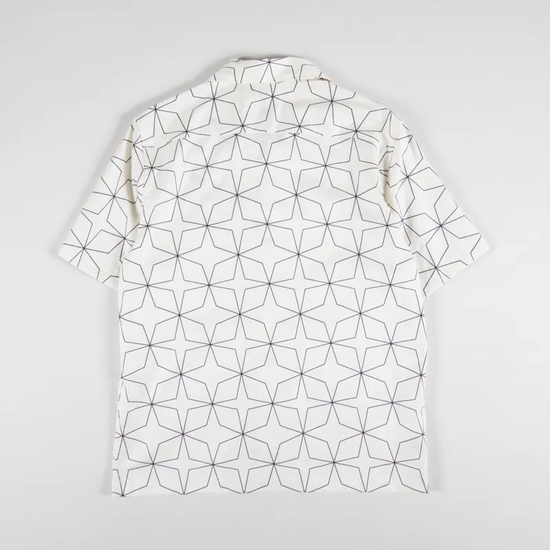 Fred Perry Geometric Print Revere Collar Shirt Ecru-1