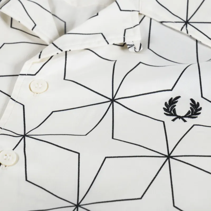 Fred Perry Geometric Print Revere Collar Shirt Ecru-2