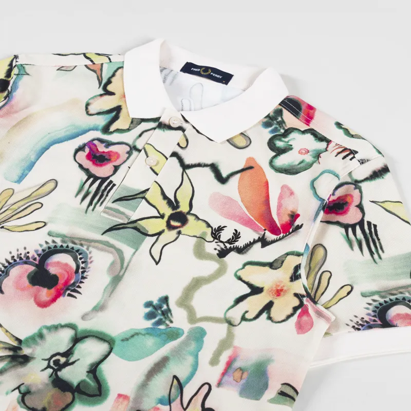 Fred Perry Floral Print Polo Shirt Silky Peach-1