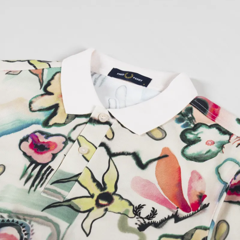 Fred Perry Floral Print Polo Shirt Silky Peach-2