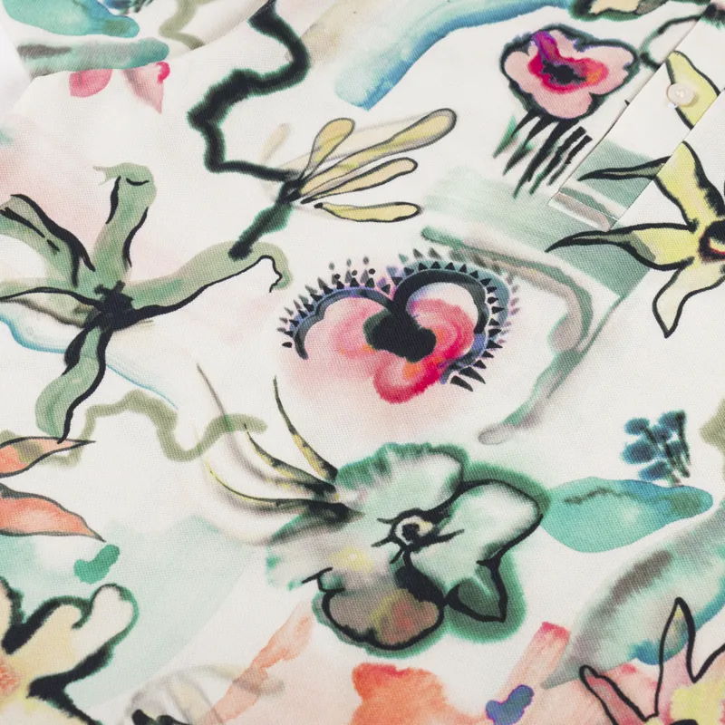 Fred Perry Floral Print Polo Shirt Silky Peach-3