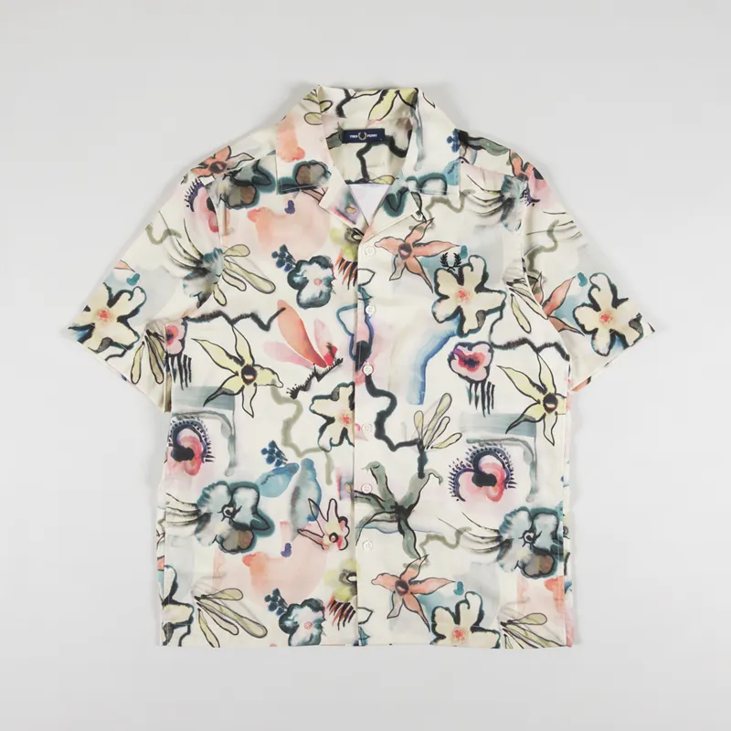 Fred Perry Floral Revere Collar Shirt Silky Peach