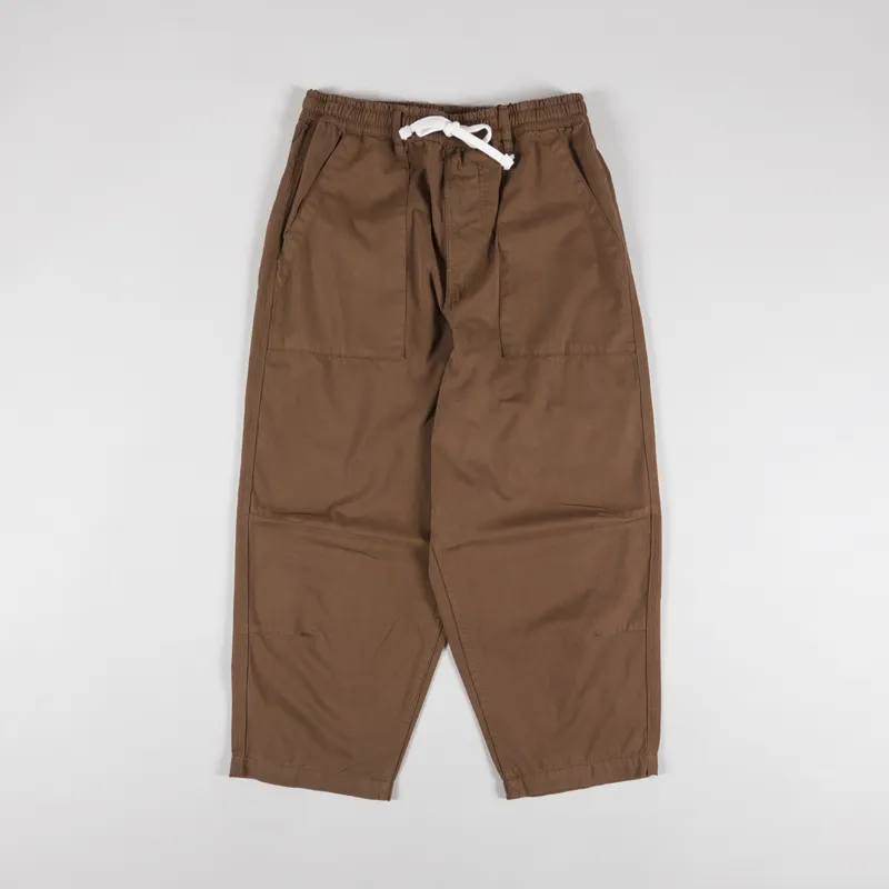 Raised Elasticated Fatigue Trousers Brown-1