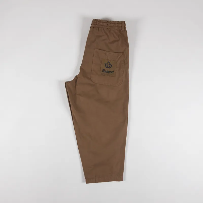 Raised Elasticated Fatigue Trousers Brown-2