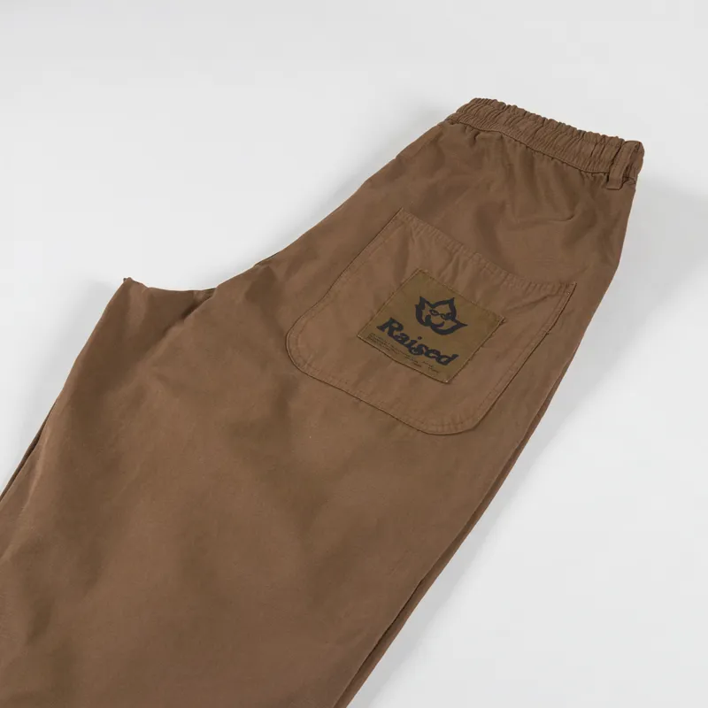 Raised Elasticated Fatigue Trousers Brown-5