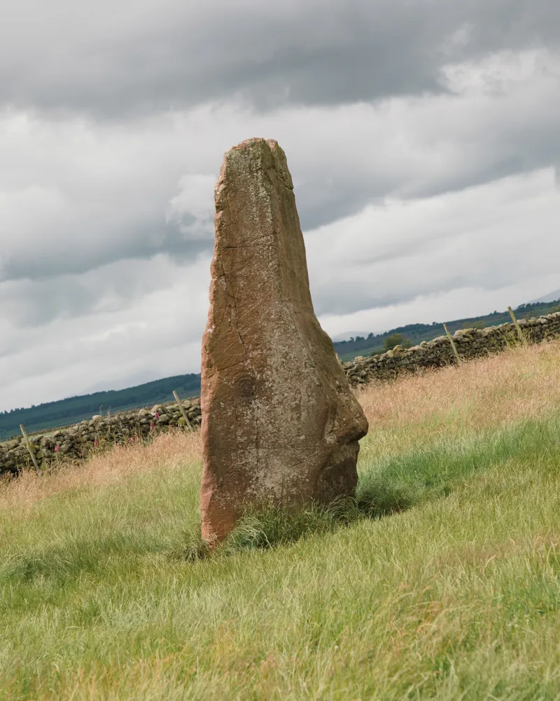 Detail of the prehistoric cup-and-ring carvings on Long Meg