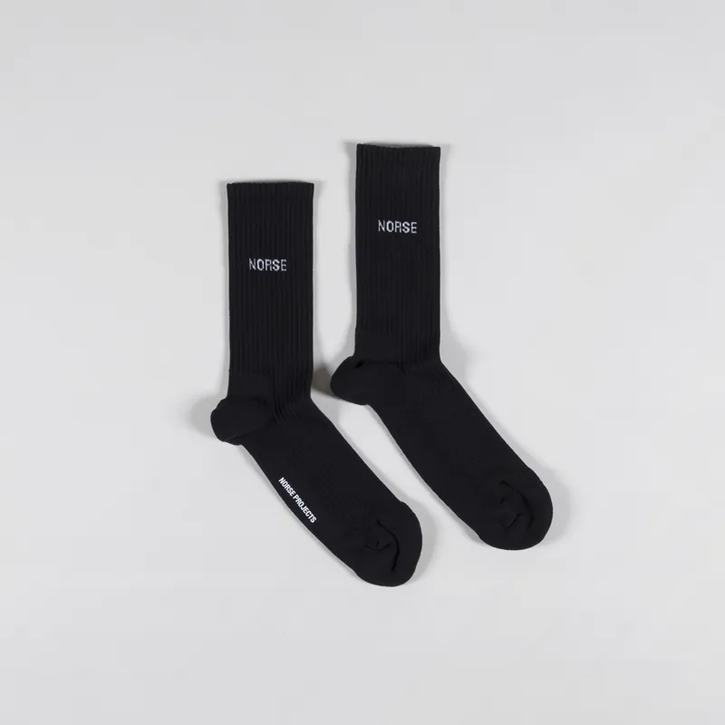 Norse Projects Bjarki Logo Socks Black