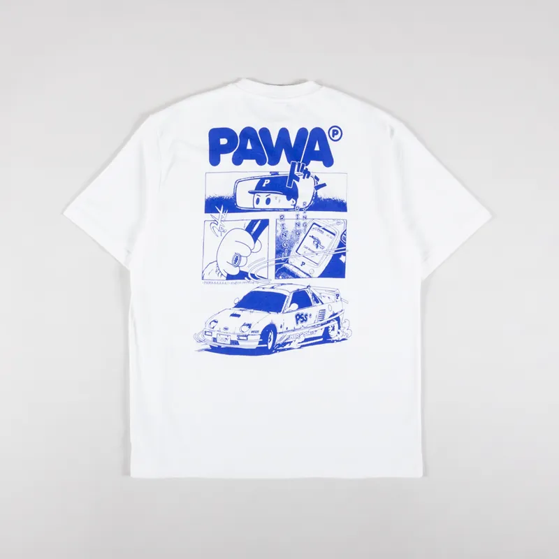 Pawa Speed Sports Mens Graphic Printed Racing T Shirt Tee White