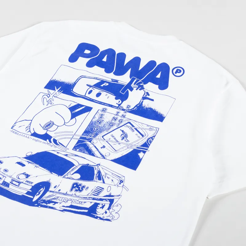 Pawa Speed Sports Mens Graphic Printed Racing T Shirt Tee White