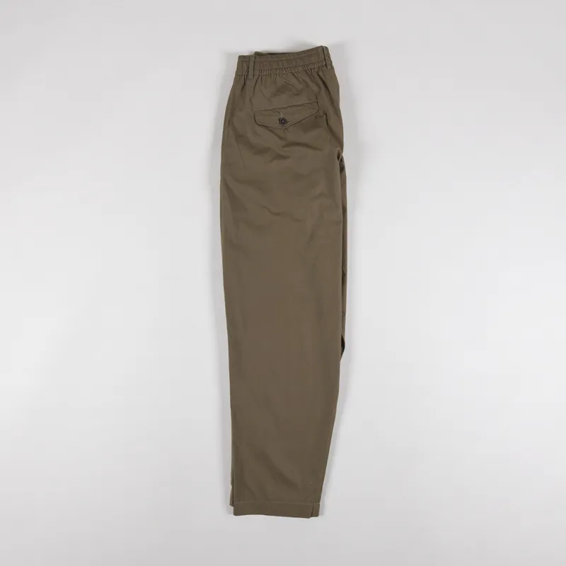 Universal Works Pleated Track Pant Khaki Broadcloth-2