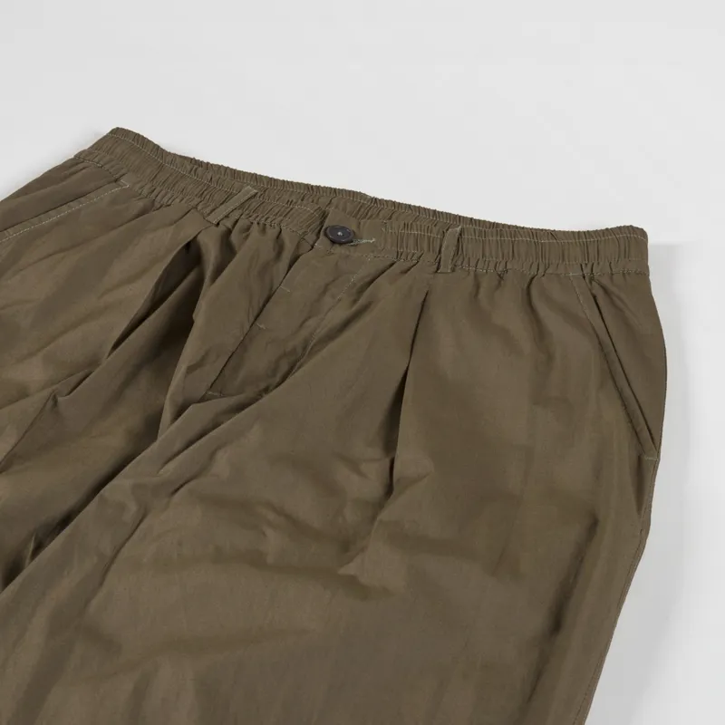Universal Works Pleated Track Pant Khaki Broadcloth-4