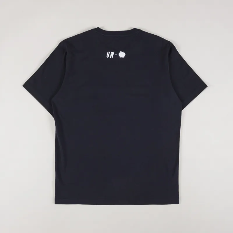 Universal Works Hotel Deluxe Print T Shirt Navy-1