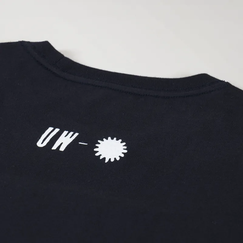 Universal Works Hotel Deluxe Print T Shirt Navy-3
