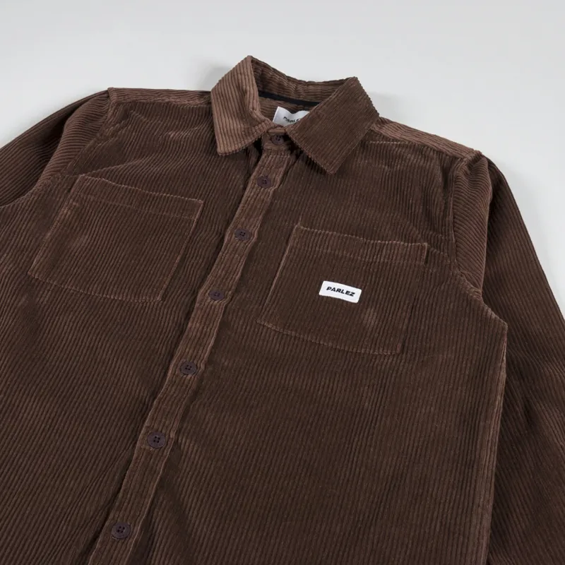 Parlez Track Cord Shirt Brown-2