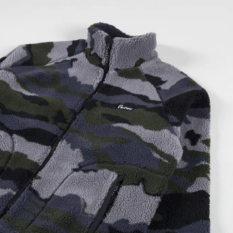 Penfield Abstract Mountain Borg Fleece Jacket Ebony-3