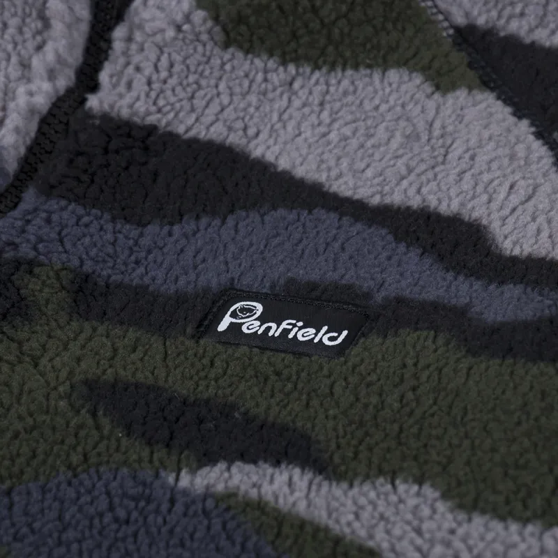 Penfield Abstract Mountain Borg Fleece Jacket Ebony-8