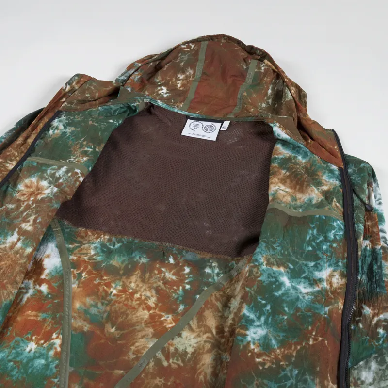 Purple Mountain Observatory Fishtail Ripstop Hooded Jacket Peach Teal Tie Dye-4