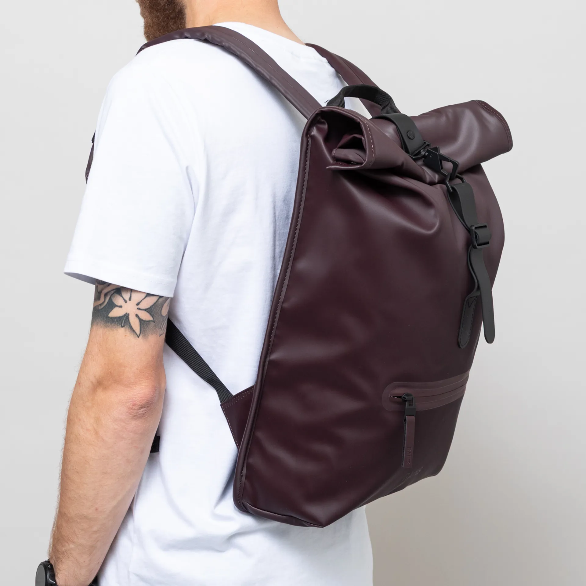 Coloured Rucksacks Waterproof Rains Mens Waterproof Rolltop Rucksack Backpack Purple Depth