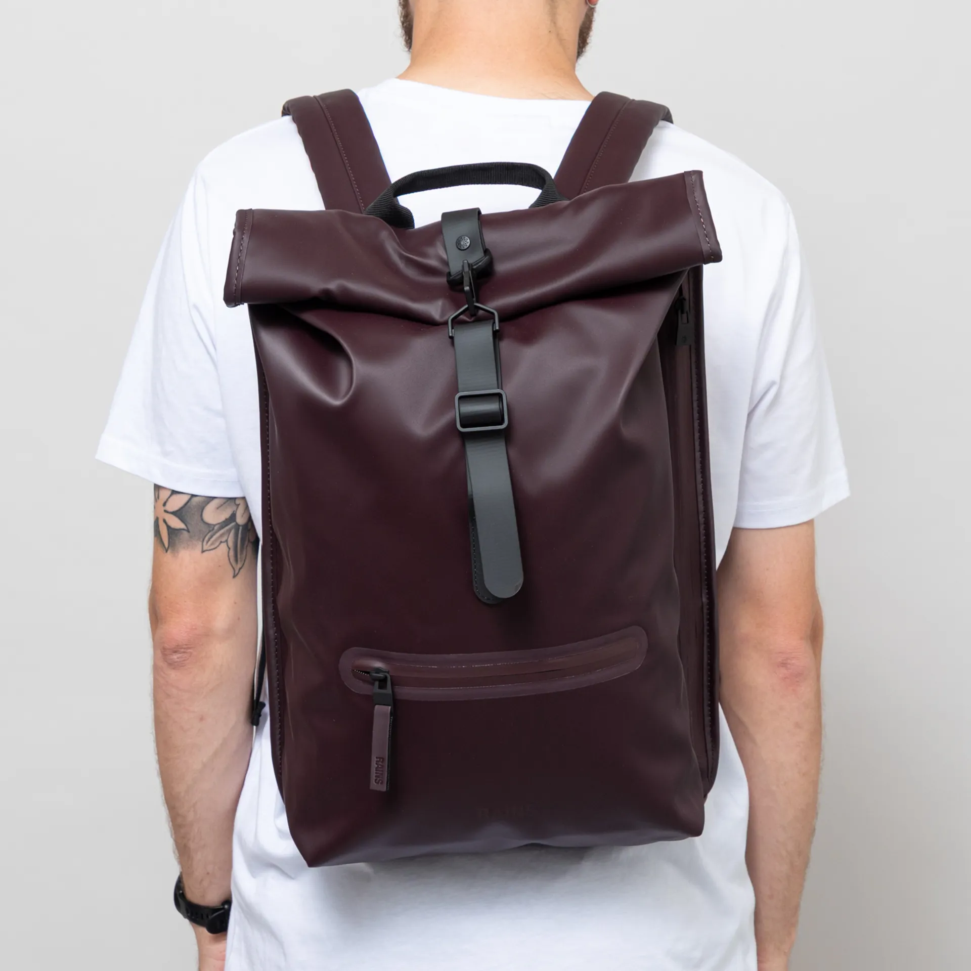 Coloured Rucksacks Waterproof Rains Mens Waterproof Rolltop Rucksack Backpack Purple Depth
