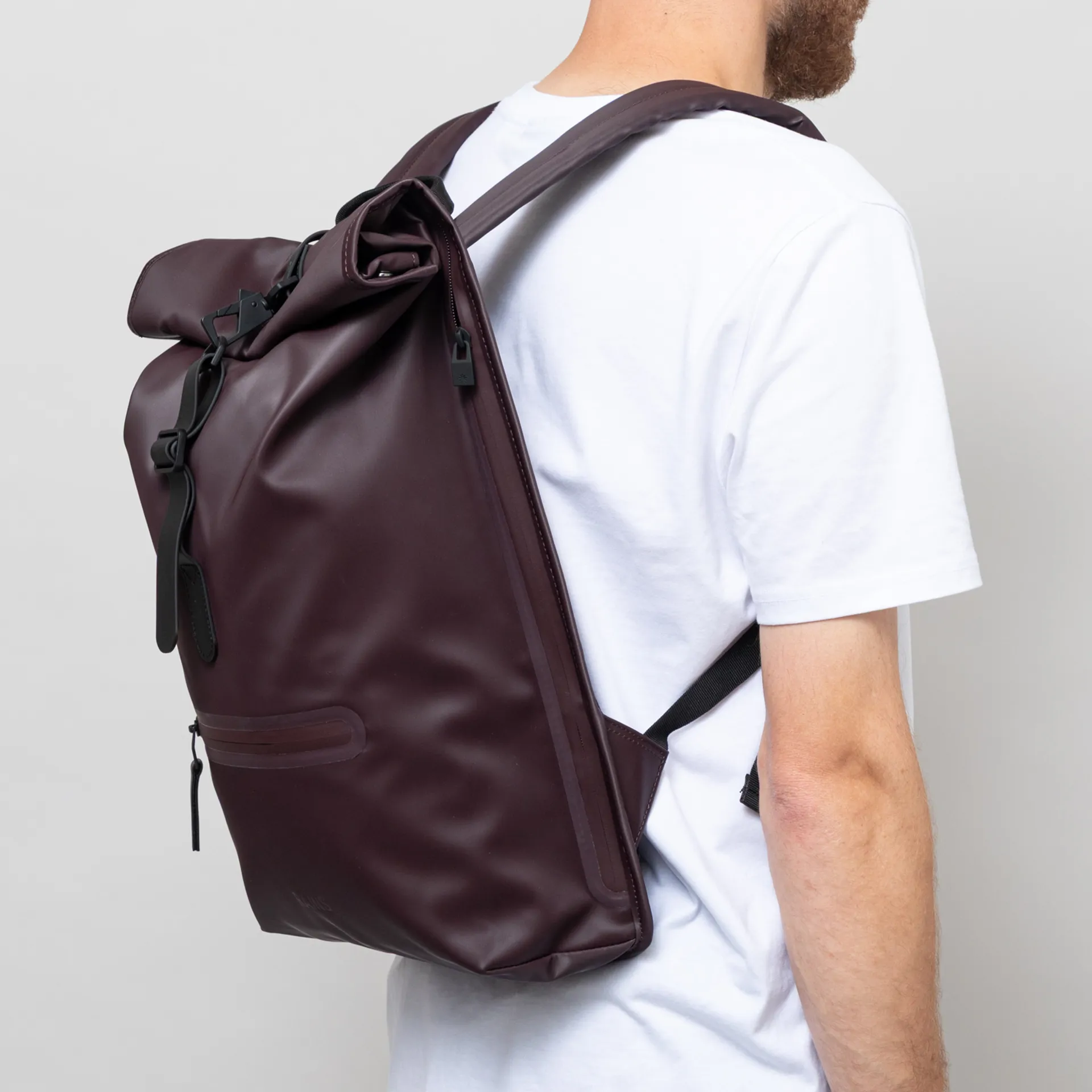 Coloured Rucksacks Waterproof Rains Mens Waterproof Rolltop Rucksack Backpack Purple Depth