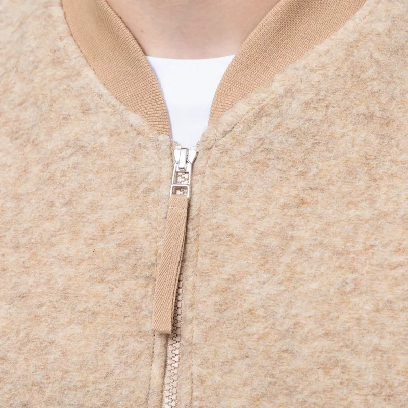 Universal Works Zip Waistcoat Fawn Wool Fleece-6