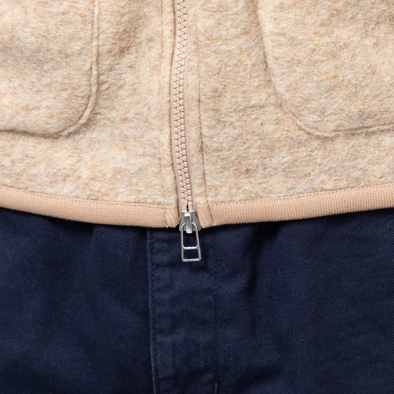 Universal Works Zip Waistcoat Fawn Wool Fleece-9