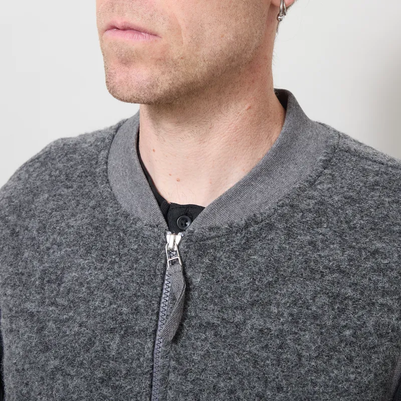 Universal Works Zip Waistcoat Grey Marl Wool Fleece-3