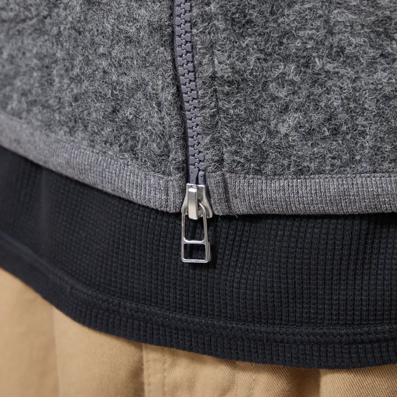 Universal Works Zip Waistcoat Grey Marl Wool Fleece-7