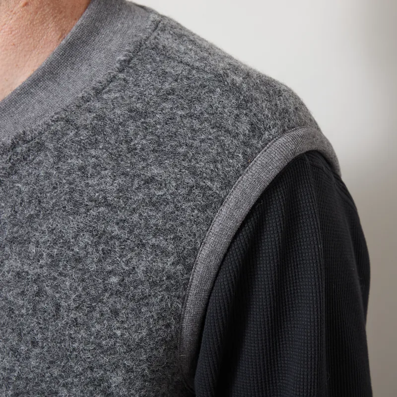 Universal Works Zip Waistcoat Grey Marl Wool Fleece-4
