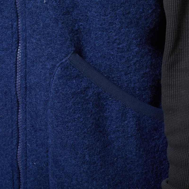 Universal Works Zip Waistcoat Indigo Wool Fleece-8