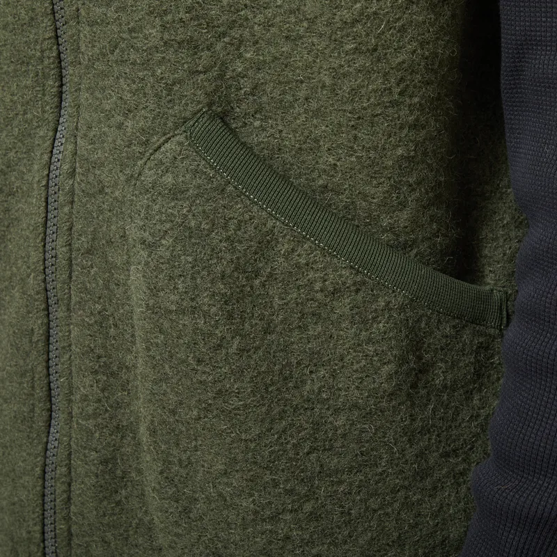 Universal Works Zip Waistcoat Olive Wool Fleece-6