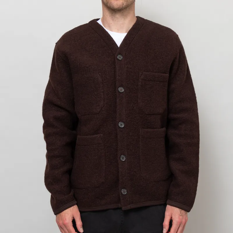 Universal Works Cardigan Brown Wool Fleece