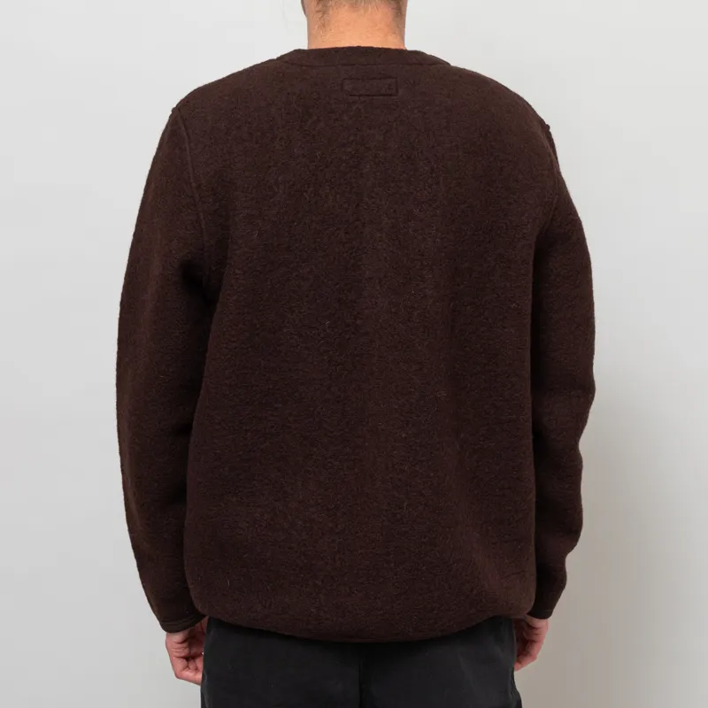 Universal Works Cardigan Brown Wool Fleece-3