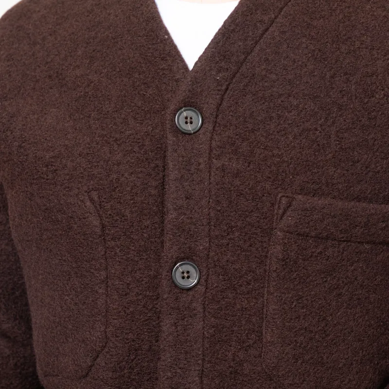 Universal Works Cardigan Brown Wool Fleece-6