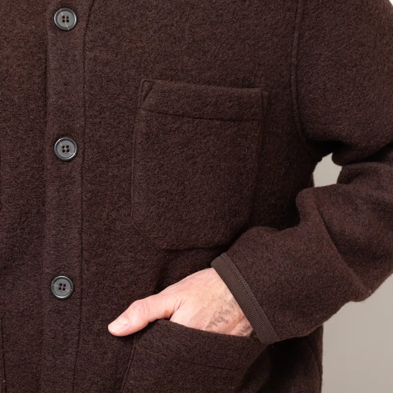 Universal Works Cardigan Brown Wool Fleece-8