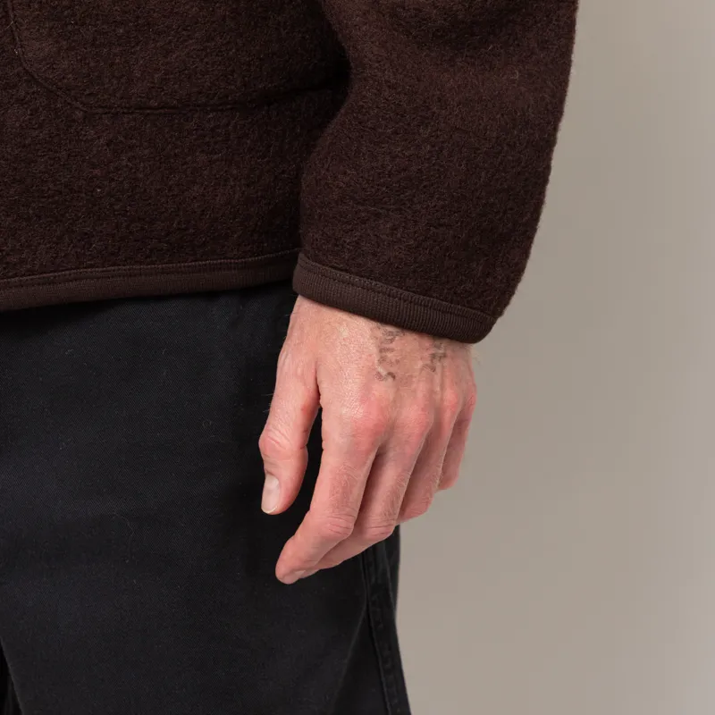 Universal Works Cardigan Brown Wool Fleece-9