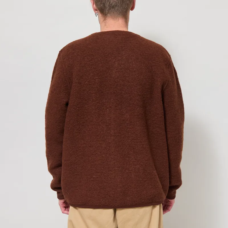 Universal Works Cardigan Cacao Wool Fleece-2