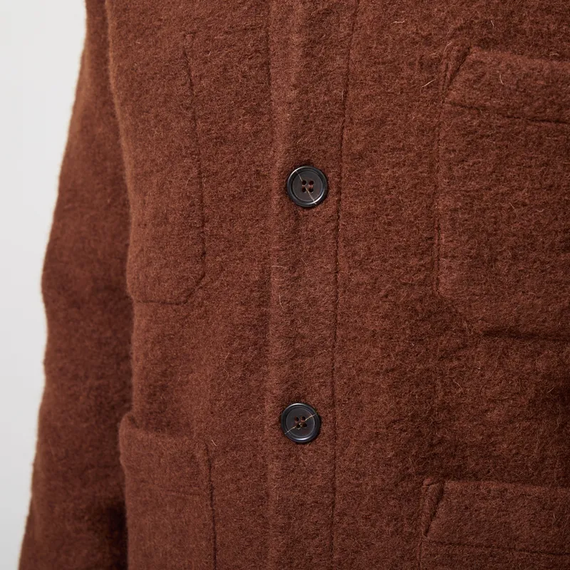 Universal Works Cardigan Cacao Wool Fleece-4