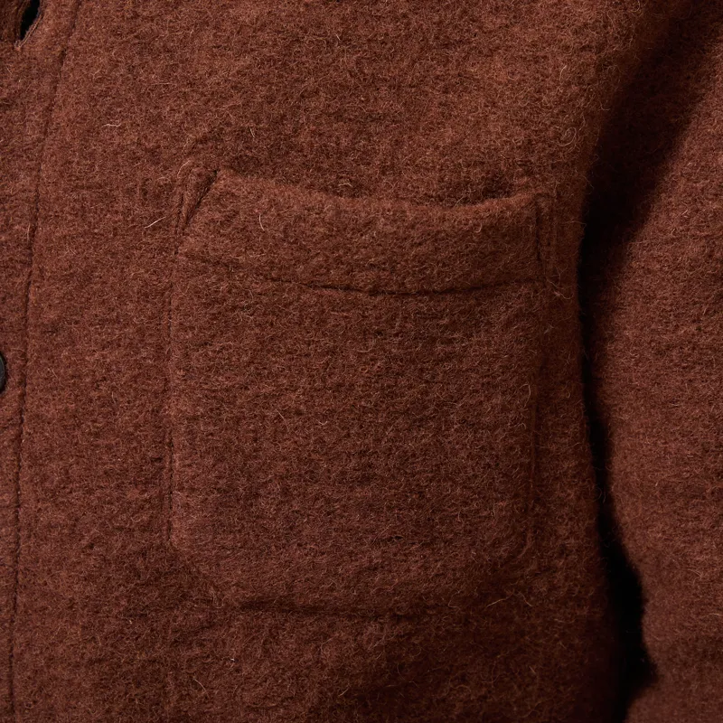 Universal Works Cardigan Cacao Wool Fleece-6
