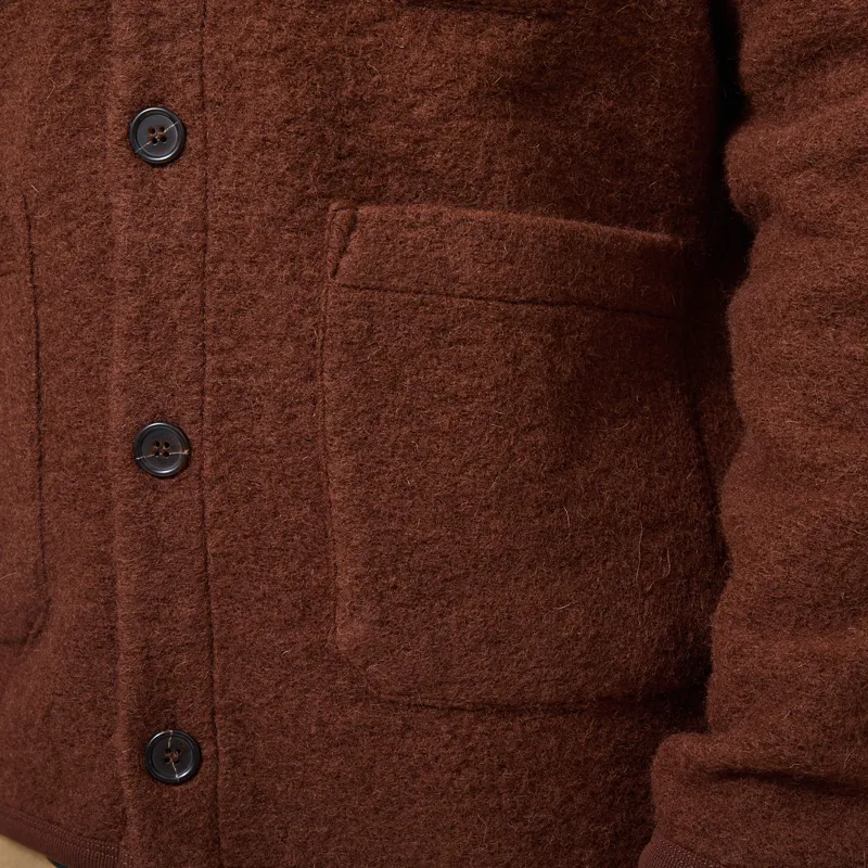 Universal Works Cardigan Cacao Wool Fleece-5