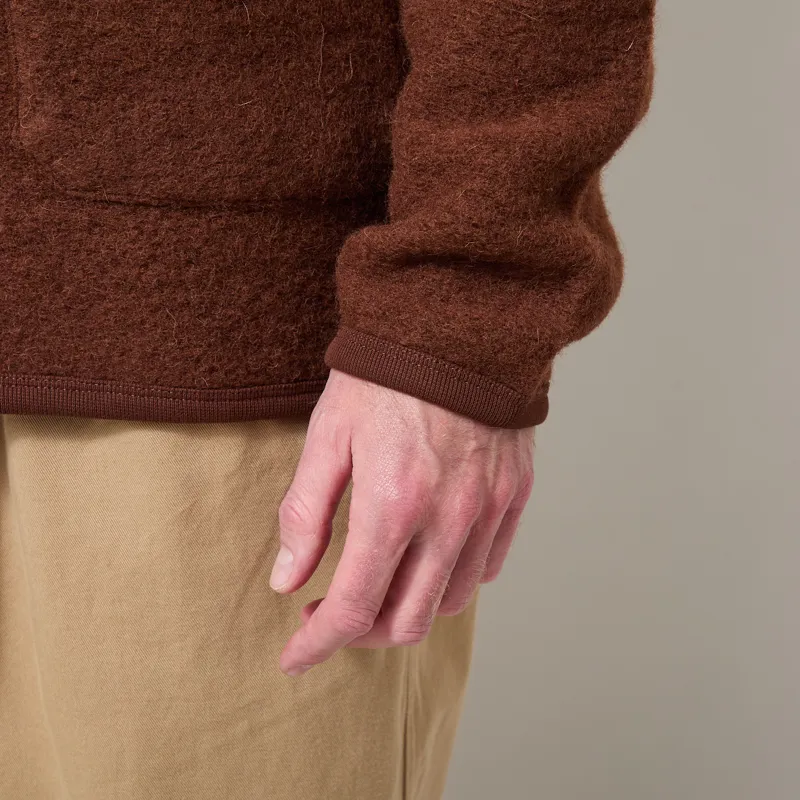 Universal Works Cardigan Cacao Wool Fleece-8