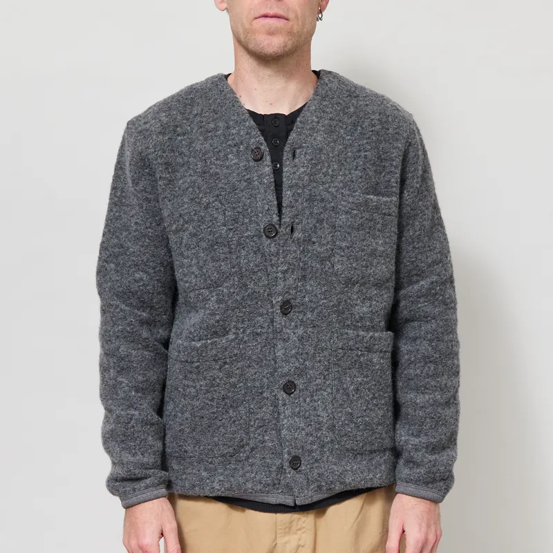 Universal Works Cardigan Grey Marl Wool Fleece