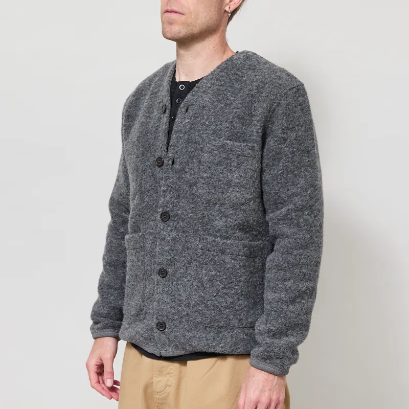 Universal Works Cardigan Grey Marl Wool Fleece-2