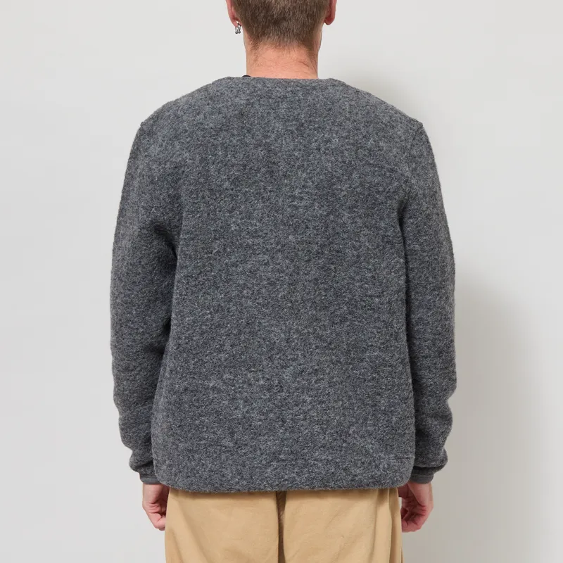 Universal Works Cardigan Grey Marl Wool Fleece-3