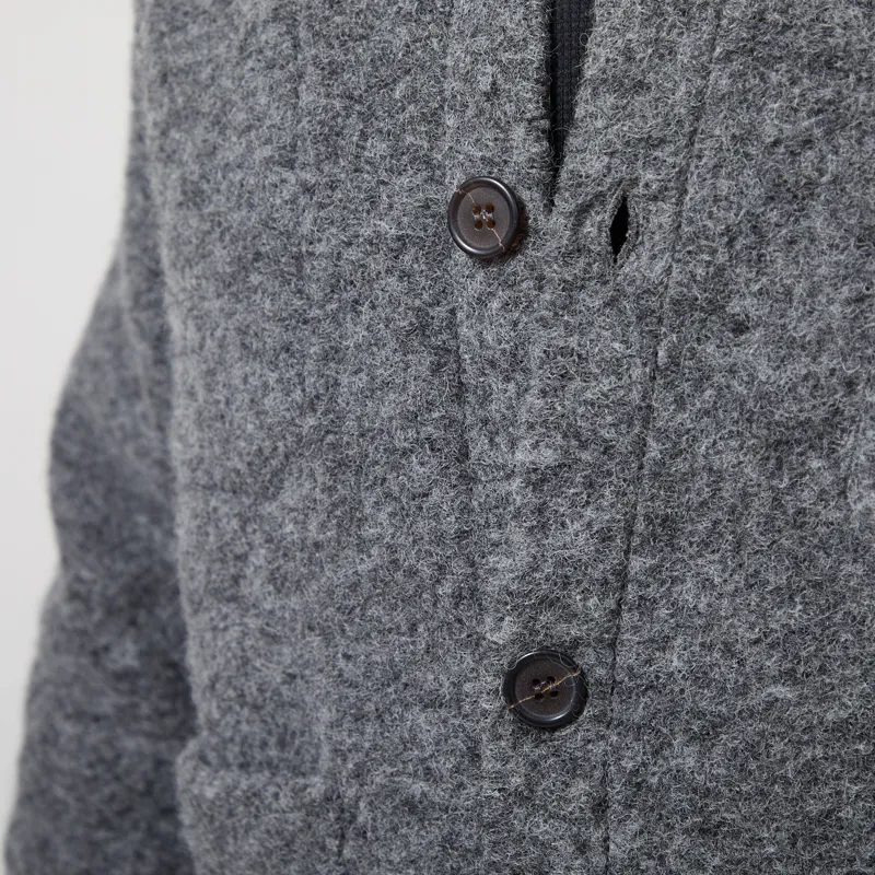 Universal Works Cardigan Grey Marl Wool Fleece-6
