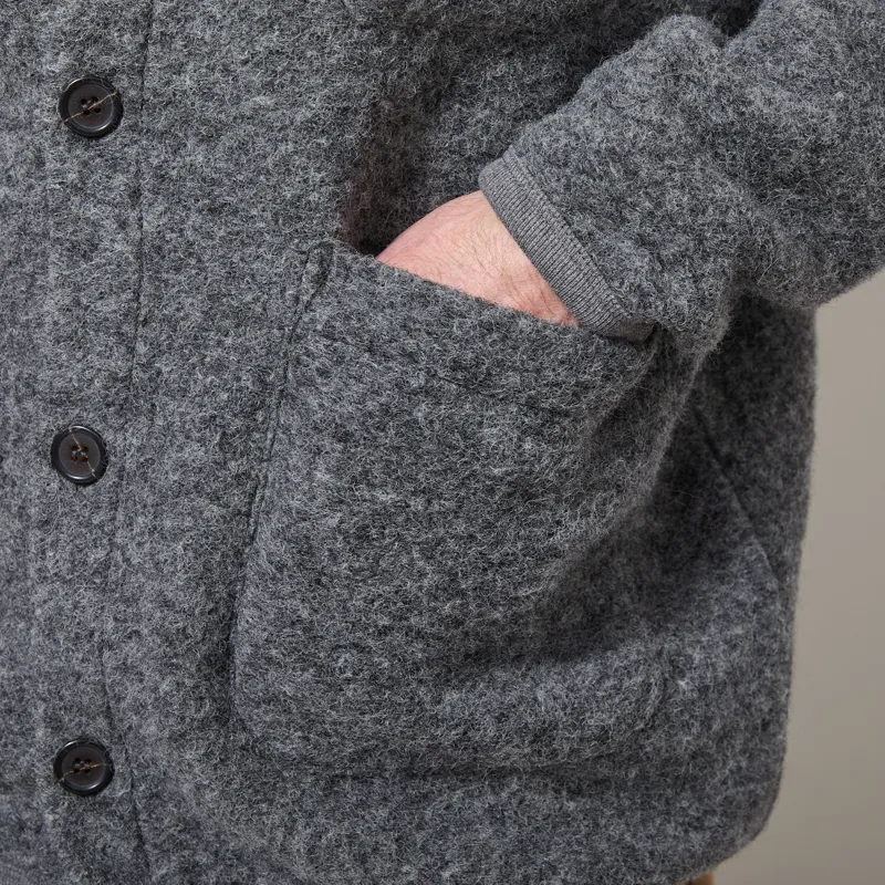 Universal Works Cardigan Grey Marl Wool Fleece-7