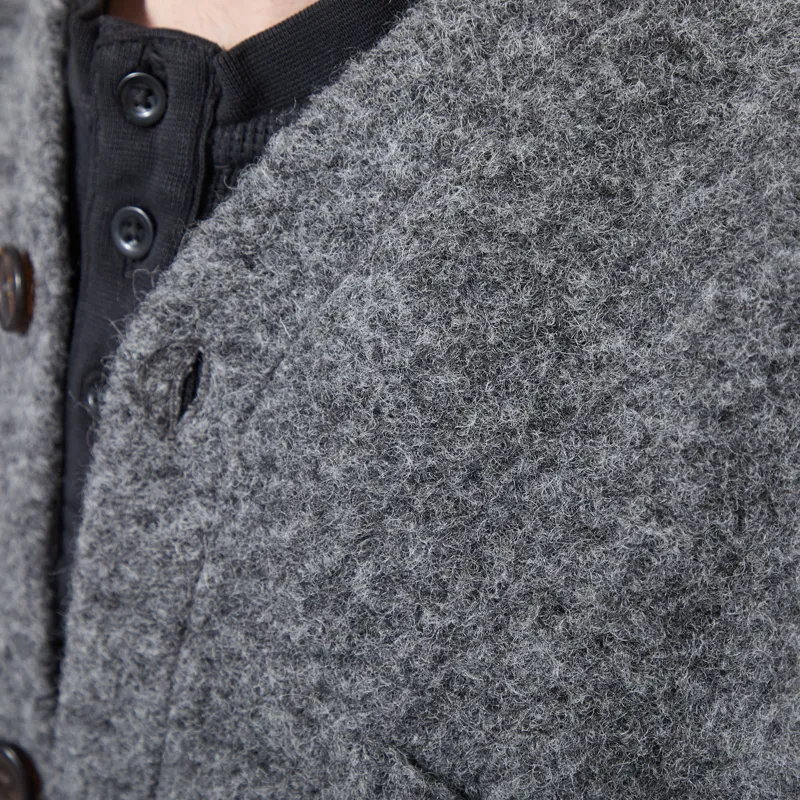 Universal Works Cardigan Grey Marl Wool Fleece-5
